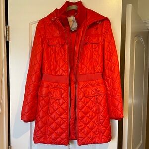 kate spade Quilted Red Hooded Puffer Coat gorgeous red. In very good condition